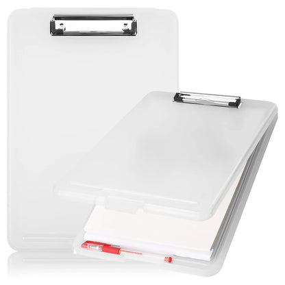Clipboard with Storage (Multiple Colors Available) with Low Profile Clip, 9.5 x 13 Inch Sturdy Portable Writing Board, Foldab