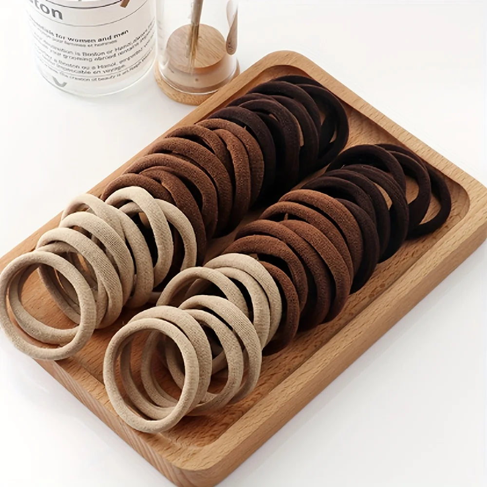 20/50/100pcs Soft Elastic Hair Ties Hair Bands Decorative Hair Accessories Set For Baby Girls - Chocolate color / 100 pcs