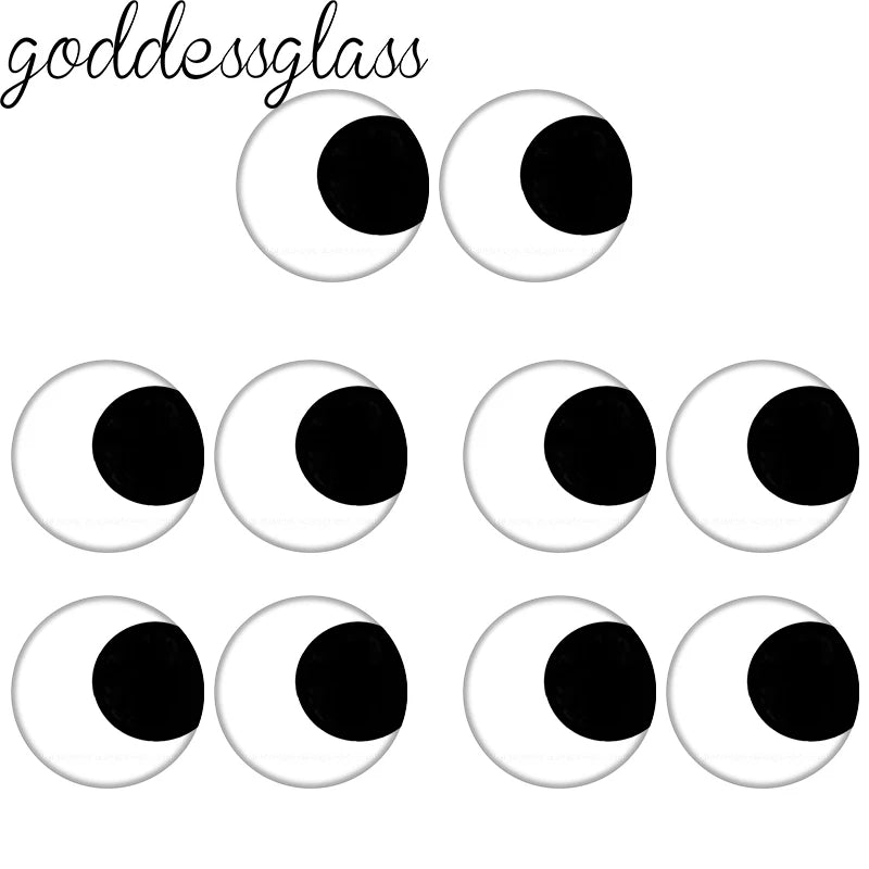 Glass Cartoon Doll Round Eyes Heart Pupil Lovely 10pcs 12mm/18mm/20mm/25mm Round Cabochon Flat Back Making Findings Jewelry -