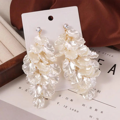 Fashion Exquisite Petals Tassel Earrings Jewelry Exaggerated Drop Earring Ornaments Luxury Vintage Earrings Party
