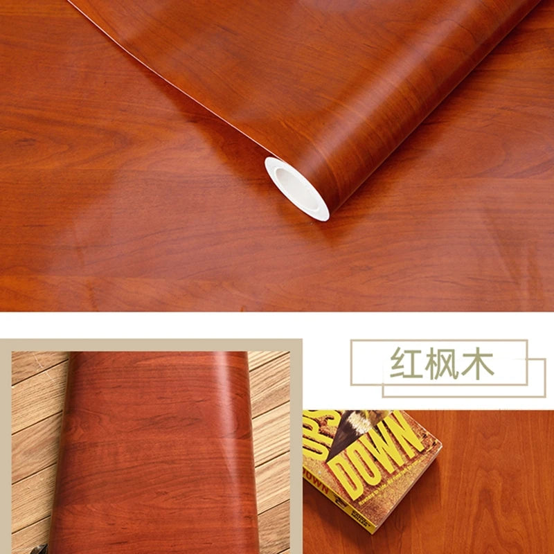 Wood Grain DIY Sticker PVC Self Adhesive Waterproof Wallpapers Renovation Furnitures Wall Stickers Home Decor Sticky Paper De