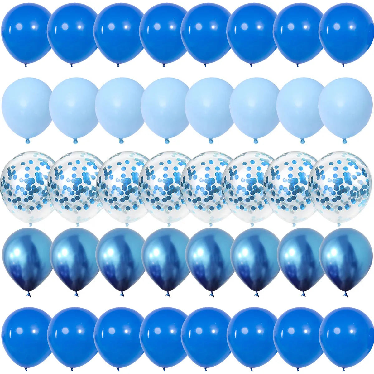 40Pieces Blue Set Balloons Metal Latex Confetti Balloon Wedding Valentine's Day Globos Baby Shower Birthday Party Decorations