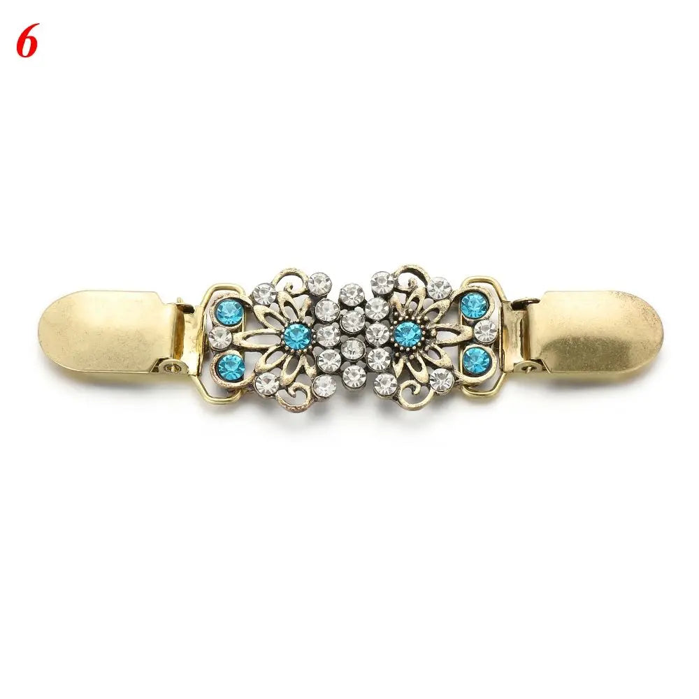 Women Carved Flower Cardigan Sweater Blouse Shawl Clips Shirt Collar Shawl Brooch Retro Duck Clip Clasps Charm Accessories Gi