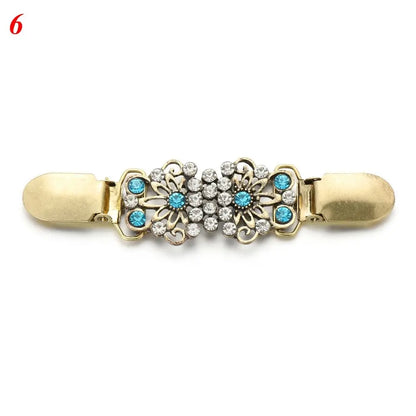 Women Carved Flower Cardigan Sweater Blouse Shawl Clips Shirt Collar Shawl Brooch Retro Duck Clip Clasps Charm Accessories Gi