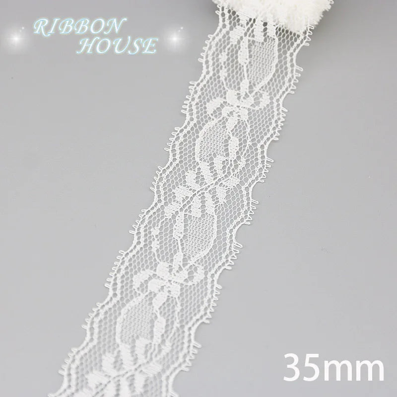 (5 yards/roll) white Lace fabric Webbing Decoration Lovely gift packing polyester Material - 7