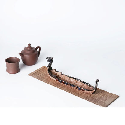 Vintage Viking Ship Resin Sculpture Craft, Exquisite Home Decor Ornament, Resin Viking Ship Aroma Diffuser