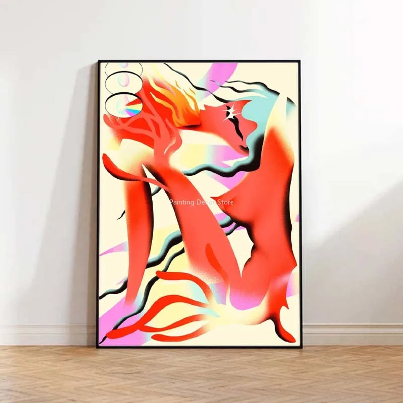 Mid Century Vintage Classic Colorful Posters Abstract Canvas Print Wall Art Canvas Painting for Living Room Home Decor TW10 -