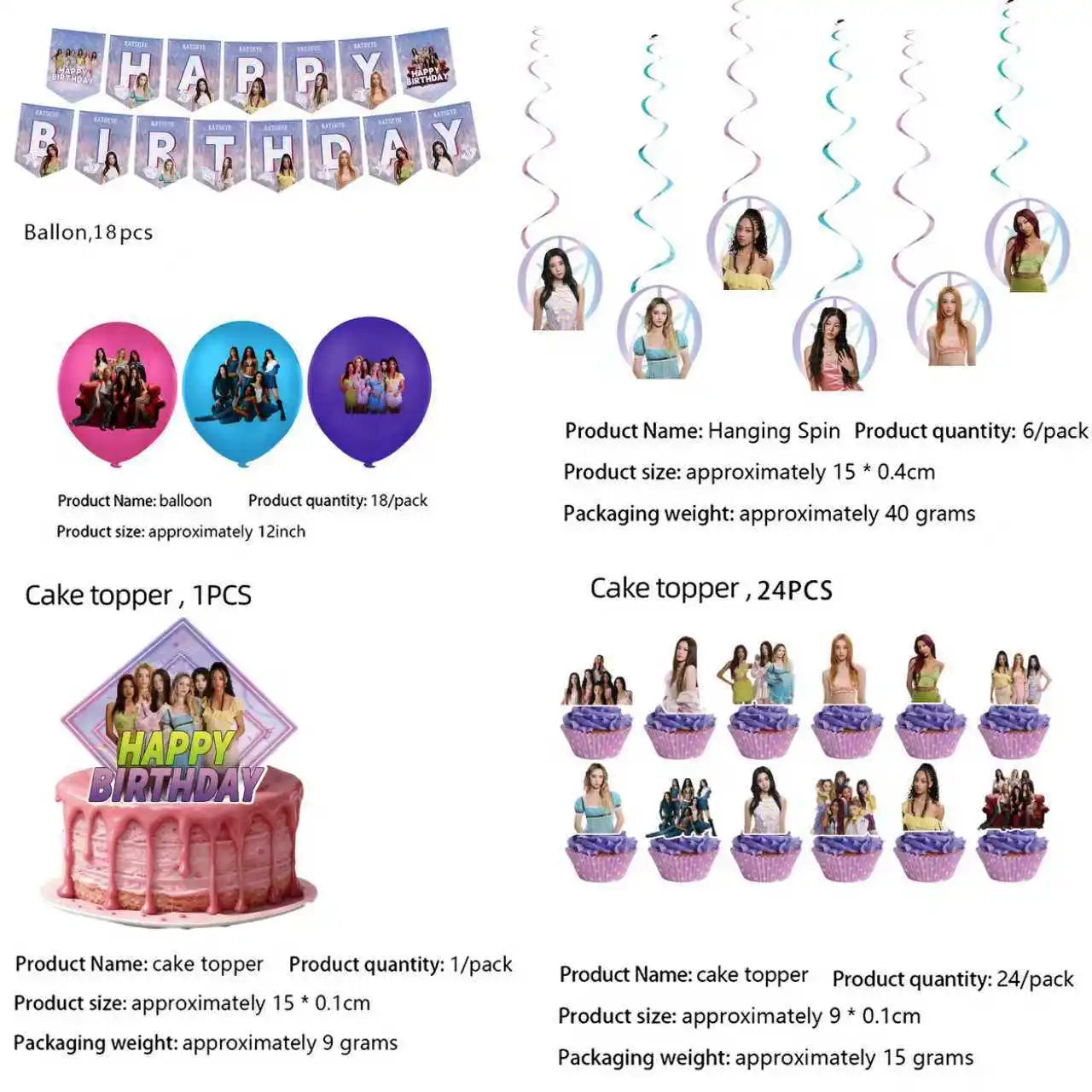 K-Katseye Birthday Decoration Kpop Girl Group Napkin Balloon Cup Plate Tablecloth Banner For Girls Festival Party Fans Gift -