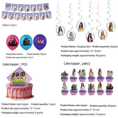 K-Katseye Birthday Decoration Kpop Girl Group Napkin Balloon Cup Plate Tablecloth Banner For Girls Festival Party Fans Gift -