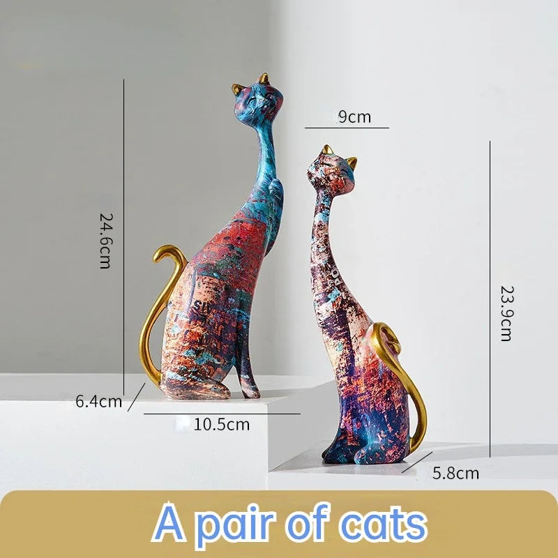 Abstract Character Ornaments Home Living Room TV Cabinet Decoration Office Art Yoga Decoration Statue Sculptures - Cats