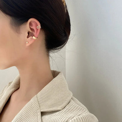 LATS Clips Earrings for Women Unisex Minimalist Fashion Cartilage Hoop Earings Set Ear Cuff Fake Piercing Clip on Ear Jewelry