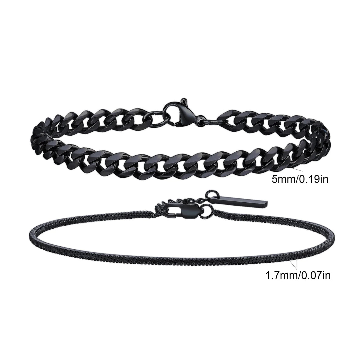 2pcs Men's Chain Bracelets,Stainless Steel Silver Gold Black Color Twist Rope Chain Wristband,Trendy Cuban Link Chains Gift -