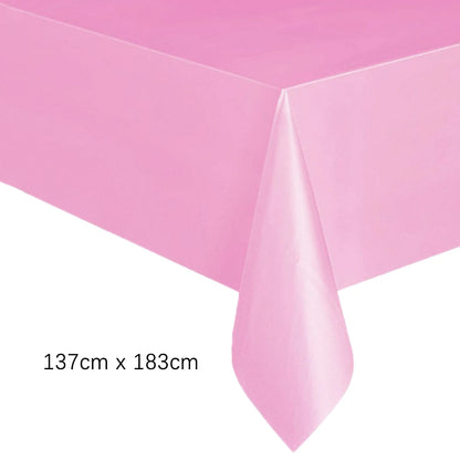 Disposable Tablecloth White Pink Table Cover Plastic Rectangle Desk Cloth for Birthday Wedding Party Table Decor Xmas - 1pc H