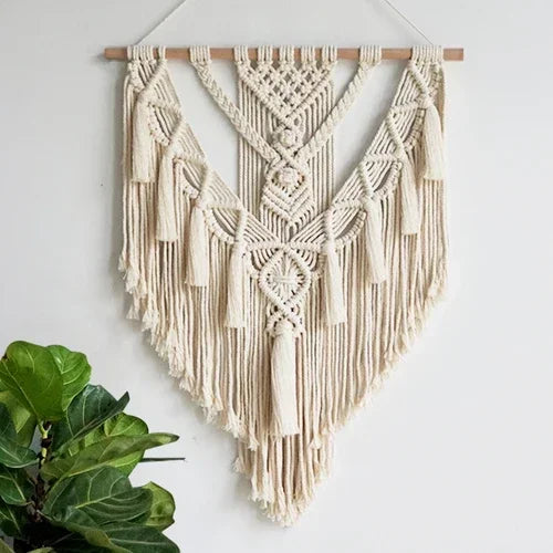 Macrame Woven Wall Hanging Boho Home Chic Bohemian Geometric Art Decor Beautiful Apartment Dorm Room Decoration Tapestry - A