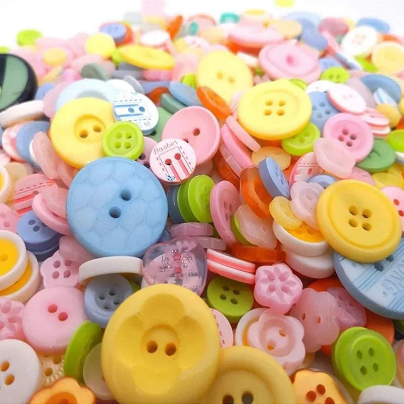 100PCS Colorful Mixed Resin Buttons Rotundity Household Handmade DIY Sewing Supplies Clothing Accessories Material Bags TMZ