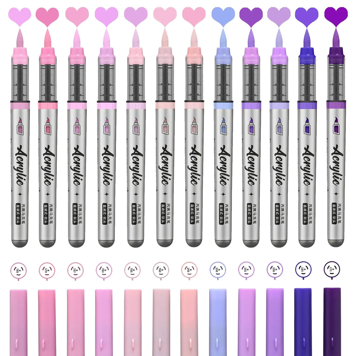 12-366 Colors Acrylic Painting Marker Waterproof Acrylic Brush Marker Professional Acrylic Marker Set DIY Coloring Art Suppli