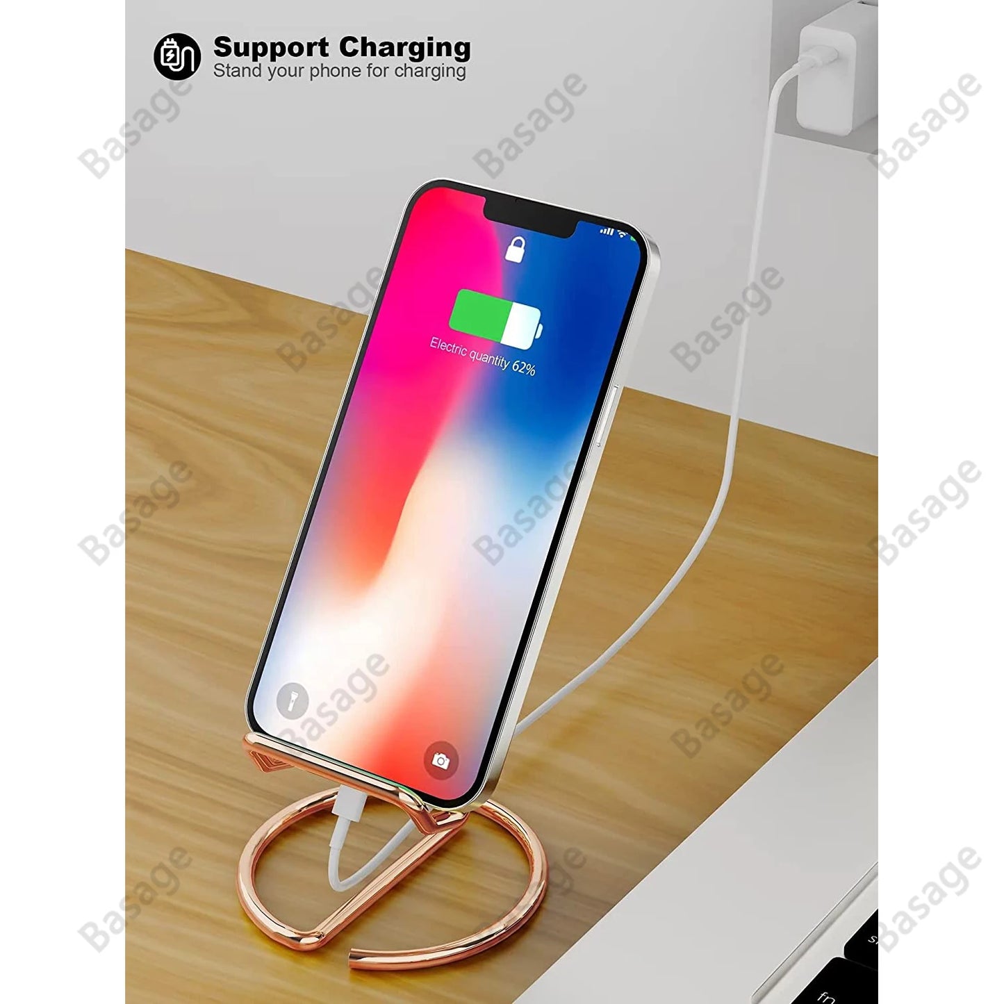 Cell Phone Stand for Desk, Business Card Holder,Cute Metal Cell Phone Stand, Metal Wire Cellphone Cradle Dock for Phone Table