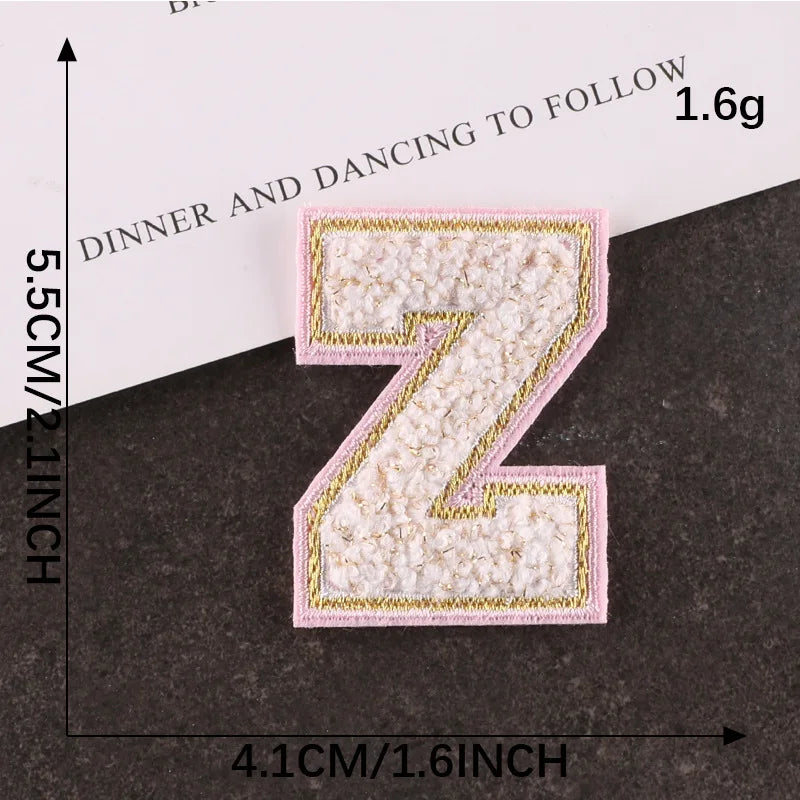 Pink Letters Towel Embroidered Iron On Sew On Patch Applique Diy Name Badges Alphabet Patches For Clothing Bag Accessories - 