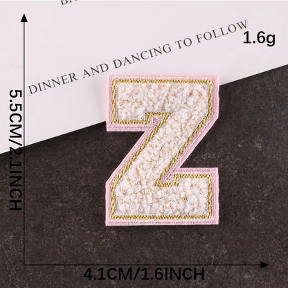 Pink Letters Towel Embroidered Iron On Sew On Patch Applique Diy Name Badges Alphabet Patches For Clothing Bag Accessories - 