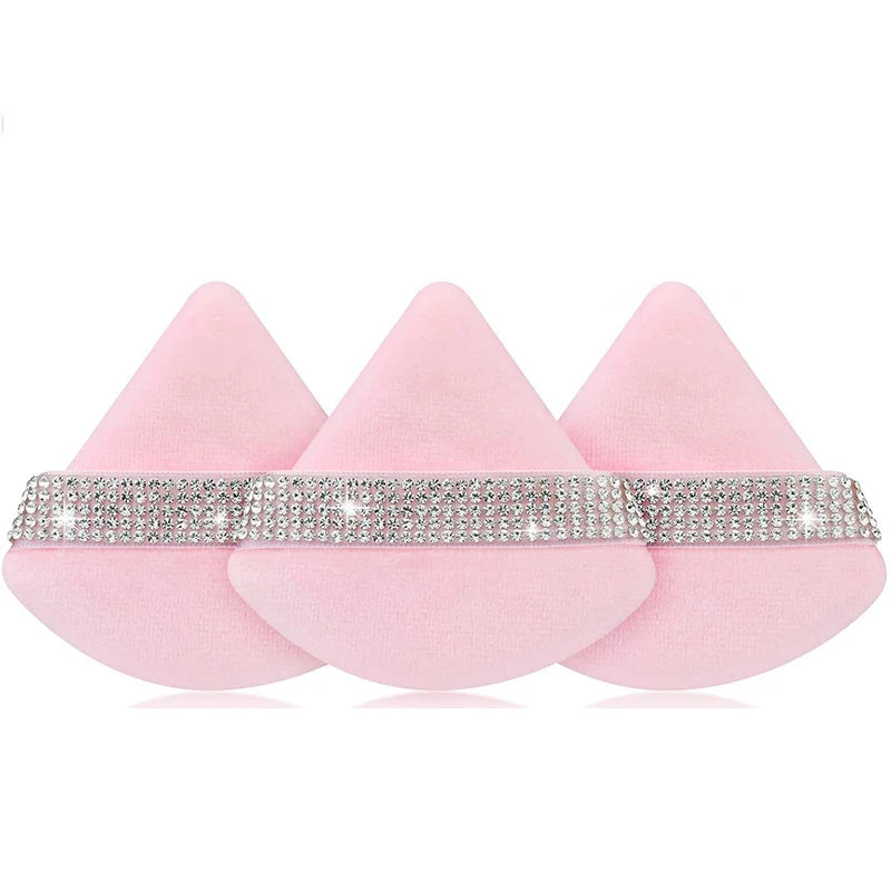 Diamond Triangle Velvet Setting Puff Ribbon Detail Powder Sponge Smooth Finishing Soft Puff for Loose Pressed Powder Applicat