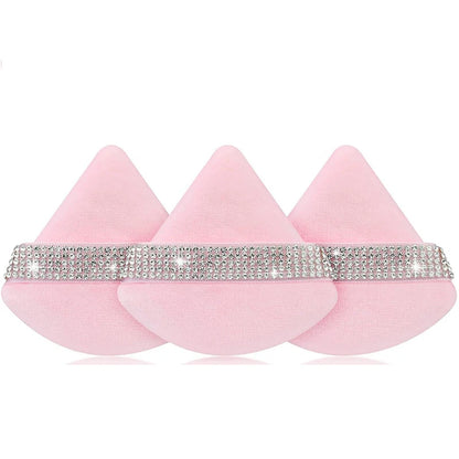 Diamond Triangle Velvet Setting Puff Ribbon Detail Powder Sponge Smooth Finishing Soft Puff for Loose Pressed Powder Applicat