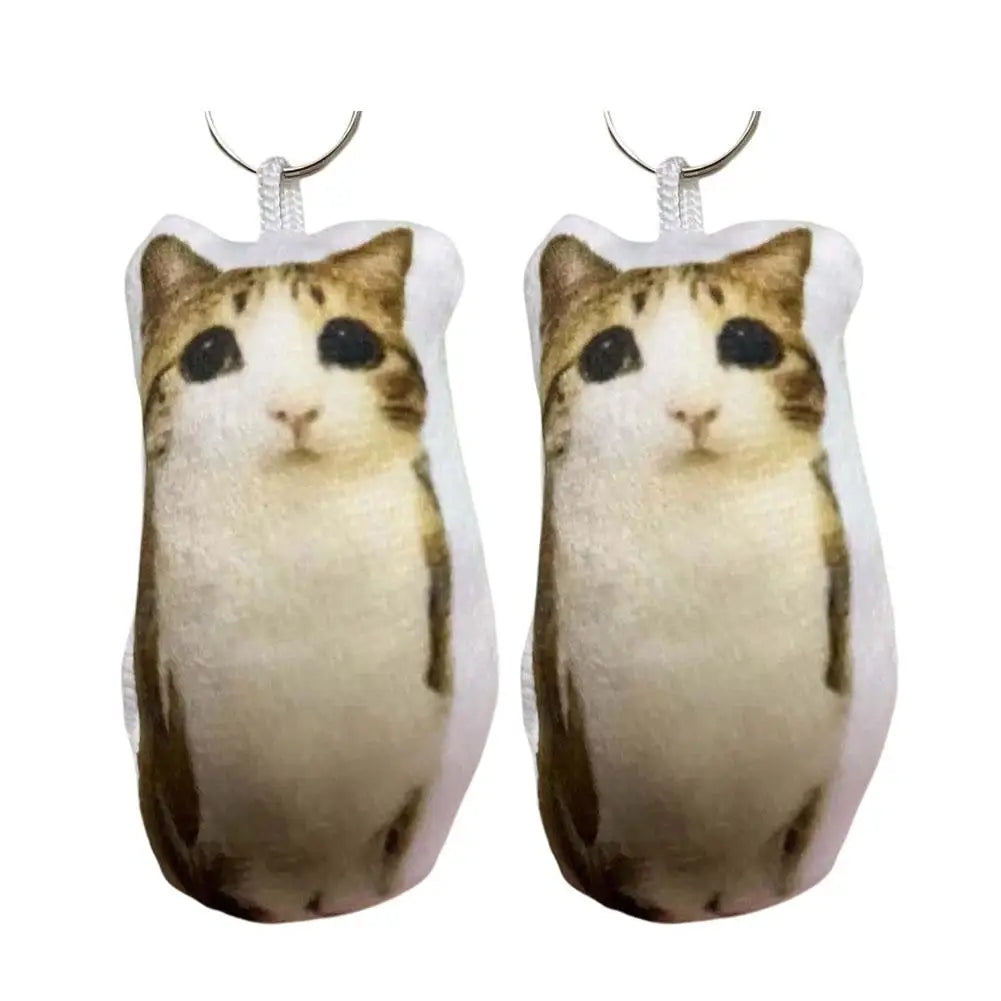 Cat Voice Keychain With Sound Funny Cute Rotating Keyring Pendant Portable Plush Cartoon Bag Pendant Gift For Backpacks 열쇠고리 