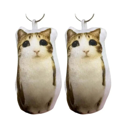 Cat Voice Keychain With Sound Funny Cute Rotating Keyring Pendant Portable Plush Cartoon Bag Pendant Gift For Backpacks 열쇠고리 