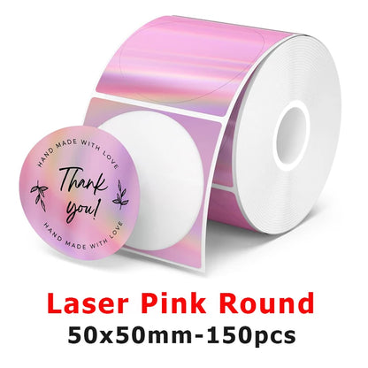 Munbyn/Nelko Holographic Laser Label Sticker Matte Silver Thermal Paper for M110 M220 M200 E210 P50 PM220 DETONG P1 WP9520 Ma