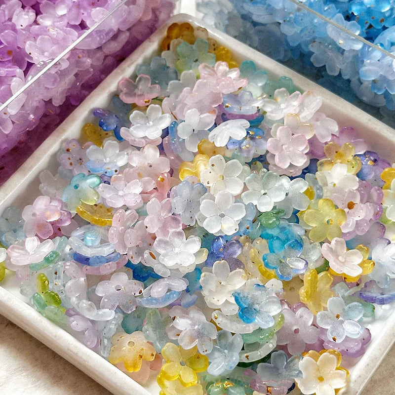 100Pcs/lot 10mm Colorful Flower Acrylic Spacer Beads For Jewelry Making DIY Bracelet Necklace Accessories - Random Mixed-100P