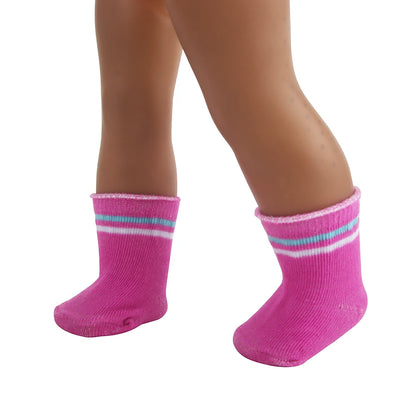 Doll Accessories Socks Heart Stripe Solid Color Knit Doll Socks For 43cm Baby New Born&18 inch American,OG Girl Doll Toy - BE
