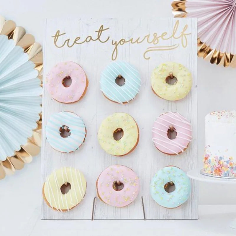 Wooden Donut Stand Wedding Decoration Wall Dessert Doughnut Table Holder Baby Shower Birthday Party Table Decor Supplies
