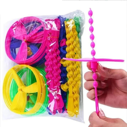 20set/bag Colorful Bamboo Dragonfly Plastic Hand Push Flying Toys Kids Birthday Party Favors Guests Treat School Goodie Fille