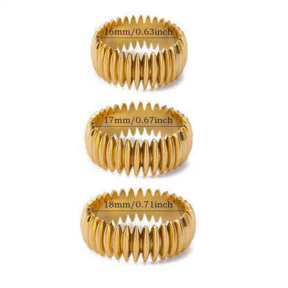 Gothic Stripe Rings for Women Stainless Steel Gold Color Ring Vintage Couple Band Aesthetic Jewelry Finger Accessories anillo