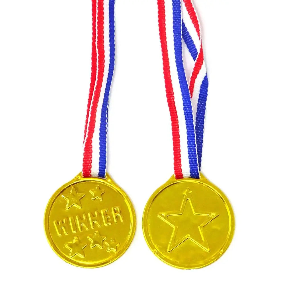 10/20Pcs Plastic Gold Winner Award Medals Kids Birthday Party Favors Sports Game Prize Toys Soccer Football Party Pinata Fill