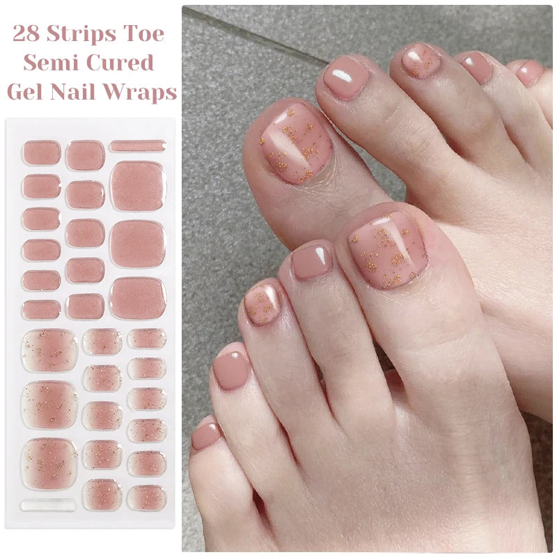 Gradient Auroras Semi Cured Gel Nail Strips Sparkly Shinning DIY Gel Polish Stickers for Nails Works with UV/LED Nail Lamps -