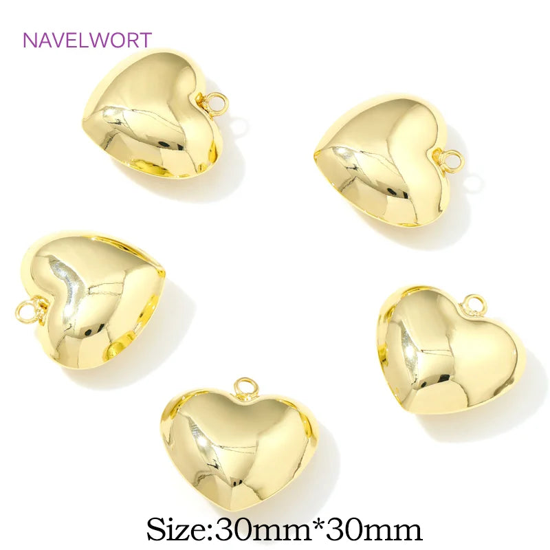 Pendants For Jewelry 18K Gold Plated Brass Heart Charms Pendants For Fashion Necklace Making Supplies DIY Jewelry Accessories