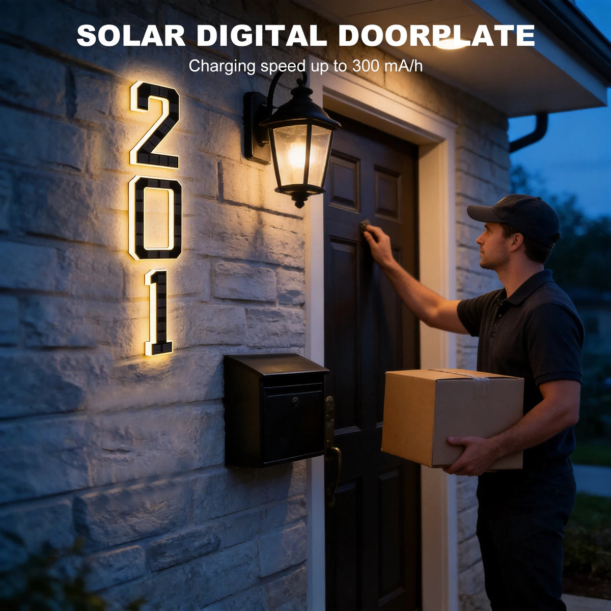 Light Up Address Numbers Dusk To Dawn LED Illuminated Modern Address Sign for Outside House Light Up Courtyard Hotel Bar