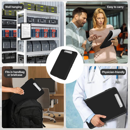 Clipboard with Storage (Multiple Colors Available) with Low Profile Clip, 9.5 x 13 Inch Sturdy Portable Writing Board, Foldab