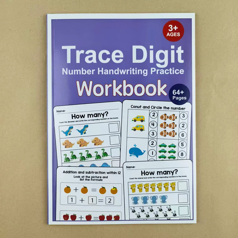 Interactive Preschool Math Workbook with Number Tracing, Addition & Subtraction Worksheets - Early Learning Activities - Math