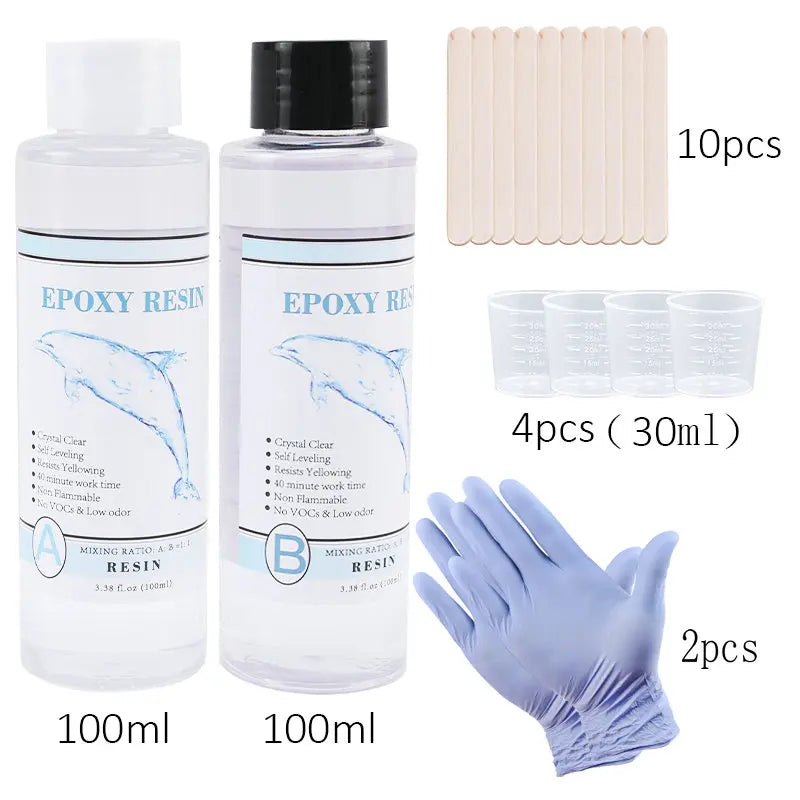 1:1 Clear Epoxy Resin Crystal Clear Art Resin Epoxy 2 Part Epoxy Casting Resin Kit with Measuring Cups, Stick, Silicone Glove