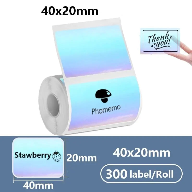 1Roll 40x20MM Compatible Phomemo M110 M220 M200 Self-Adhesive Color Laser Thermal Paper, E210 P50 Detong P1 HPRT T20 MAKER - 