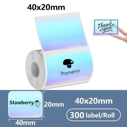 1Roll 40x20MM Compatible Phomemo M110 M220 M200 Self-Adhesive Color Laser Thermal Paper, E210 P50 Detong P1 HPRT T20 MAKER - 