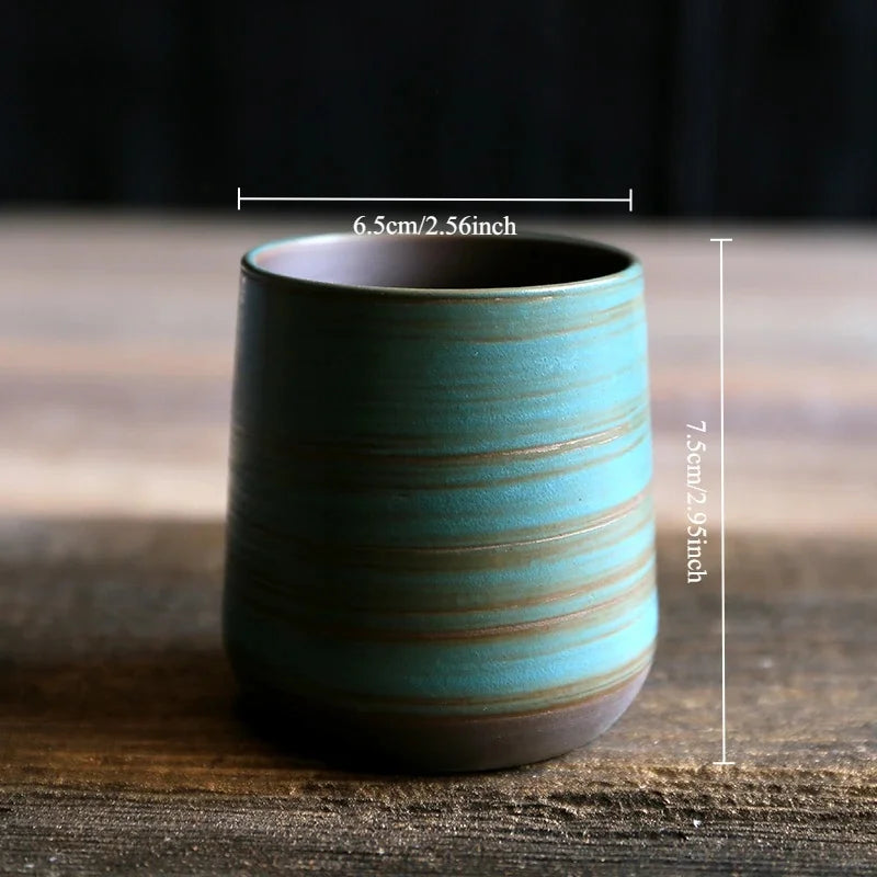 1pc Japanese Style Handmade Stoneware Tea Cup Kung Fu Tea Set Tea Cup Small Single Cup Ancient Style Quiet Road Cup Bowl Teac