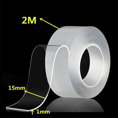 1m 2m 3m 5m Nano Tape Double Sided Tape Transparent Reusable Waterproof Adhesive Strong Tapes Cleanable Kitchen Bathroom Supp