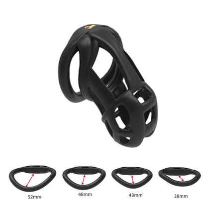 Chastity Men's Lock Chaste Vessel Black Light Pvc Penile Ring Snap Ring Multi Size Cage SM Sex Toys BDSM 3D Invisible Lock