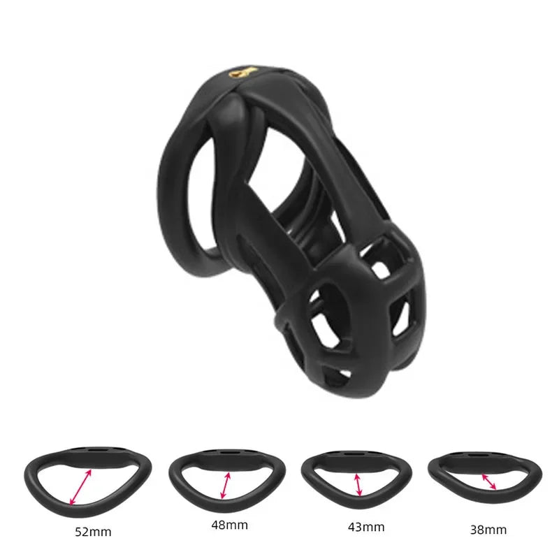 Chastity Men's Lock Chaste Vessel Black Light Pvc Penile Ring Snap Ring Multi Size Cage SM Sex Toys BDSM 3D Invisible Lock - 
