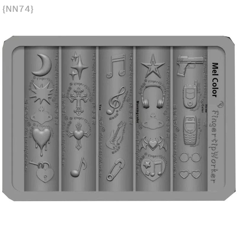 Transparent 3D Silicone Nail Mold – Retro Music/Punk Style, Sweet Cool Mermaid Tail & Shell Templates For Nails & Jewelry Cra