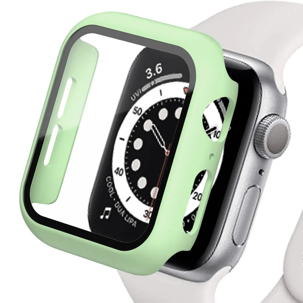 Tempered Glass+cover For Apple Watch Accessories 45mm 41mm 44mm 40mm 42mm Screen Protector Apple watch Case serie 9 4 5 6 SE 