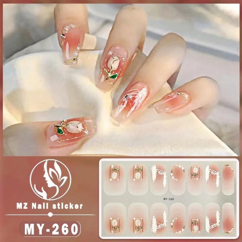 Nail Sticker Full Cover Waterproof Nail Art Manicure Decoration Sweet DIY Nail Decail Rhinestones Self Adhesive Manicure INS 