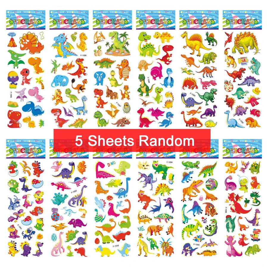 5 Sheets Kids Stickers Puffy Stickers for Children Birthday Christmas New Year Gift for Girl Boy Scrapbooking Cartoon Sticker